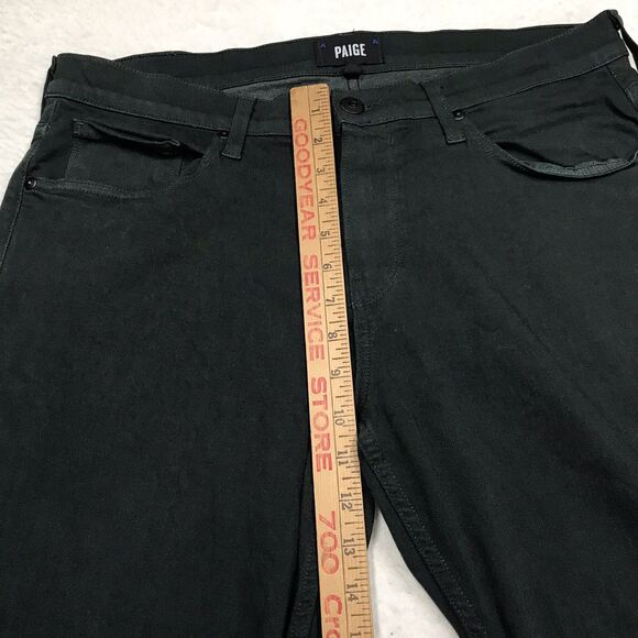 PAIGE Normandie Jean Men 33(34x33) Green Stretch Denim Dark Academia USA Made - Picture 7 of 15